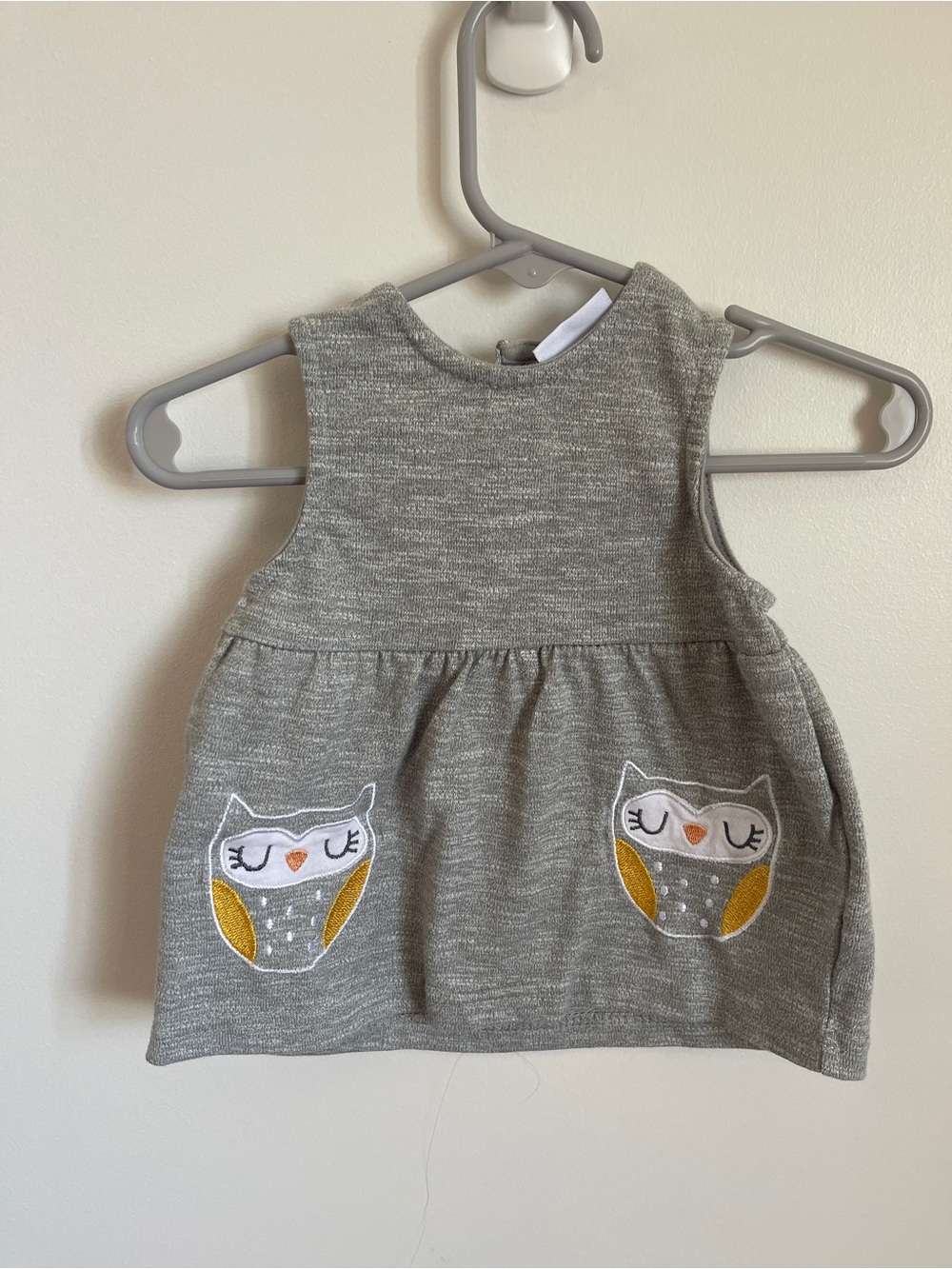 Bon Bebe Grey Baby Dress with Cute Owl Pockets